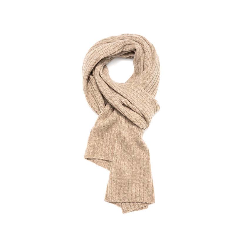 Groothandel Mongoolse Cashmere Rib Gebreide Scarf Women Elegant Pashmina Cashmere Luxe Cashmere Scarf