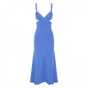 OEM zomervakantie Party Sexy Cutout Taille Cross Effect Sweaters Casual Custom Solid Color Gebreide mini -jurken vrouwen