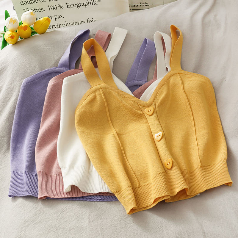 Kortenavel gebreide vest Women \'s slanke pasvorm afslankelen buiten slijtage camisole voor vrouwen zomer 2023nieuwe tanktops vrouw